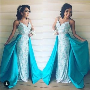 Mermaid, Beaded body over lace with a long train.